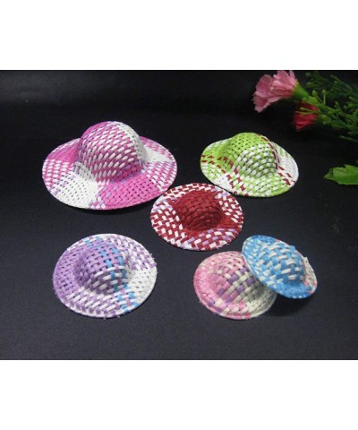 24 Pcs Mini Straw Hats Miniature Knitting Hats Paper Fabric Cap for Mini House DIY Craft Decoration Accessories Colorful $17....