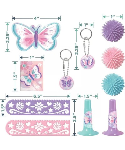 Butterfly Flutter Floral Party Favors - Paper Goody Bags Keychains Wooly Balls Rulers Horns Notebooks and Stickers for 8 Gues...