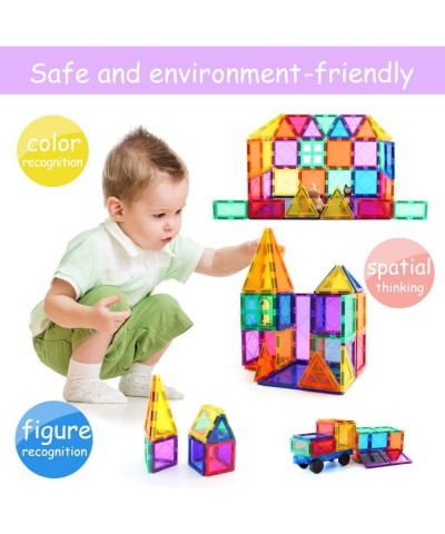 46pcs Magnetic Tiles Set - Educational 3D Magnet Building Blocks - Building Construction Toys for Kids - Upgraded Version wit...