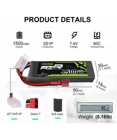 2s Lipo Battery 50C 1500mAh 7.4V Lipo Battery Soft Case with Dean-Style T Connector for Foamy Airplane Small Helicopter 55mm ...