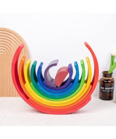 (Huge Wooden Rainbow) | Wooden Toy Stacking Blocks | Balancing Giant Block Set | Stacking Montessori Toys for 3-Year-Old Bloc...