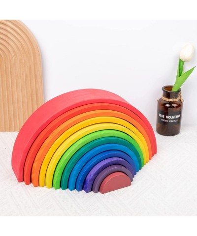 (Huge Wooden Rainbow) | Wooden Toy Stacking Blocks | Balancing Giant Block Set | Stacking Montessori Toys for 3-Year-Old Bloc...