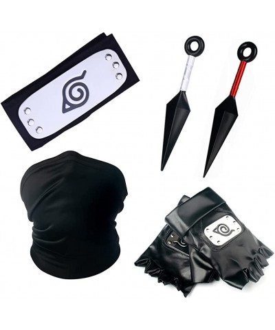 Ninja Cosplay Accessories Set Ninja Anime Leaf Village Headband Kakashi Face Veil Gloves Ninja Kunai Props $29.73 Kids' Costumes