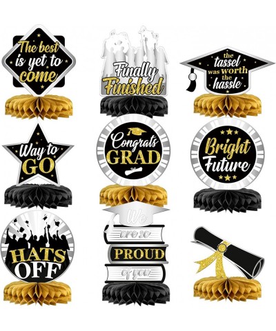 9 Pieces Graduation Honeycomb Centerpieces - Congrats Grad Honeycomb Centerpiece | Graduation Table Toppers Graduation Center...