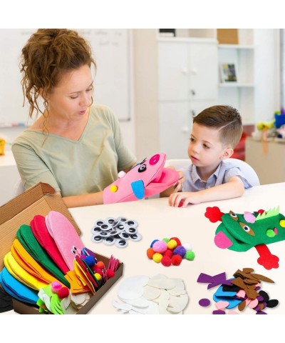 6Pcs Hand Puppet Making Kit for Kids Art Craft Felt Sock Puppet Toys Creative DIY Make Your Own Puppets Pompoms Wiggle Googly...