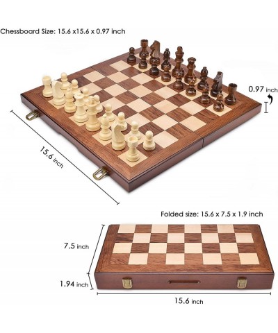 Wooden Chess & Checkers Set with Upgraded Weighted Chess Pieces 15 Inches (2 in 1) Chess Board Games / 2 Extra Queens / 24 Ch...