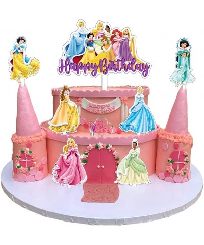 7pcs Acrylic Princesses Cupcake Toppers Disne Princesses Happy Birthday Cake Toppers Princess Kids Party Supplies $22.20 Kids...