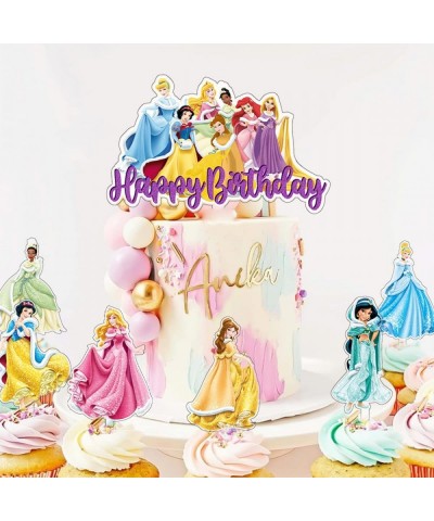 7pcs Acrylic Princesses Cupcake Toppers Disne Princesses Happy Birthday Cake Toppers Princess Kids Party Supplies $22.20 Kids...