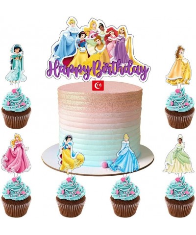 7pcs Acrylic Princesses Cupcake Toppers Disne Princesses Happy Birthday Cake Toppers Princess Kids Party Supplies $22.20 Kids...