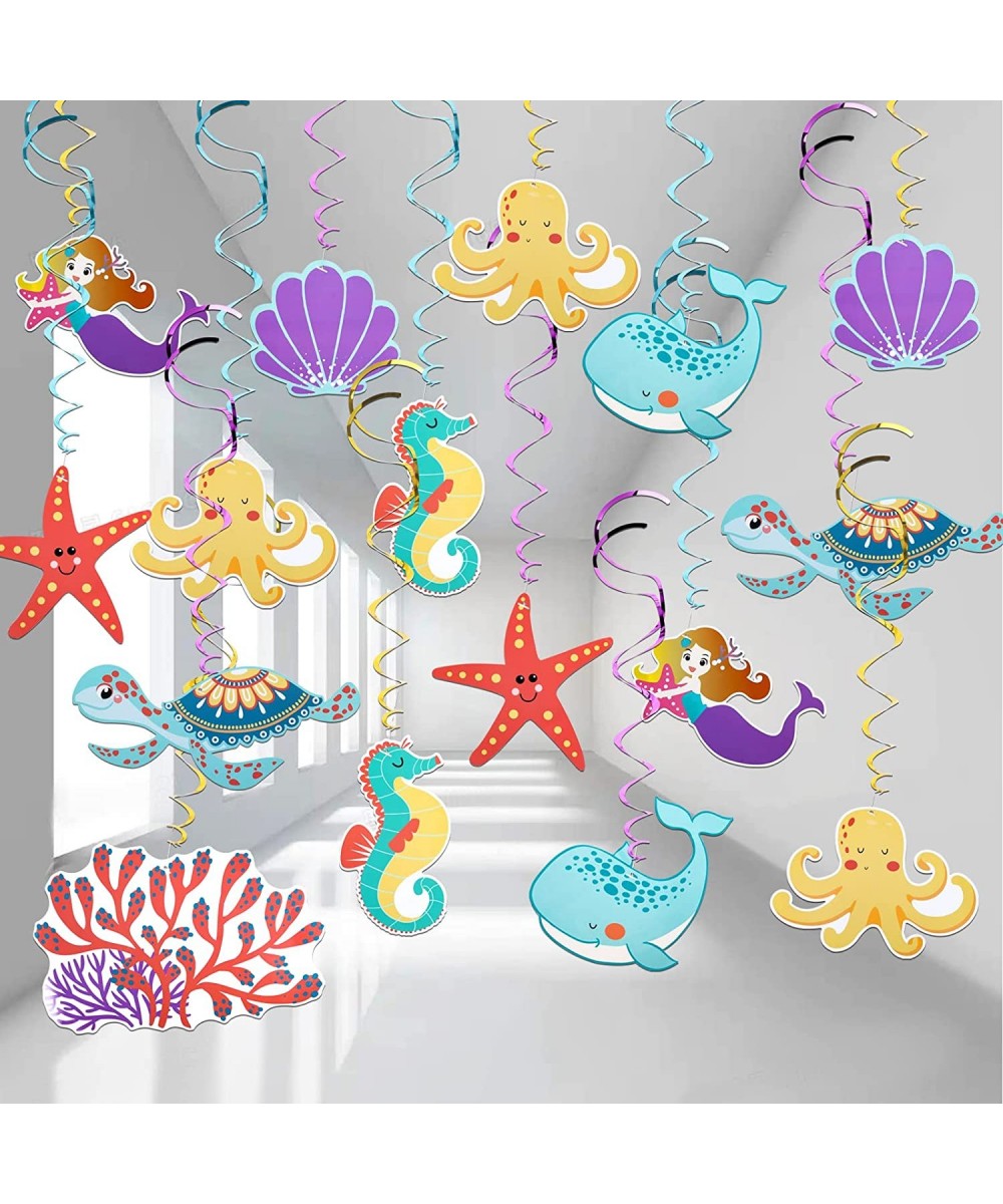 30pcs Sea Animals Hanging Swirl Decorations Under The Sea Party Ceiling Decor for Boys Girls Ocean Themed Party Mermaid Creat...