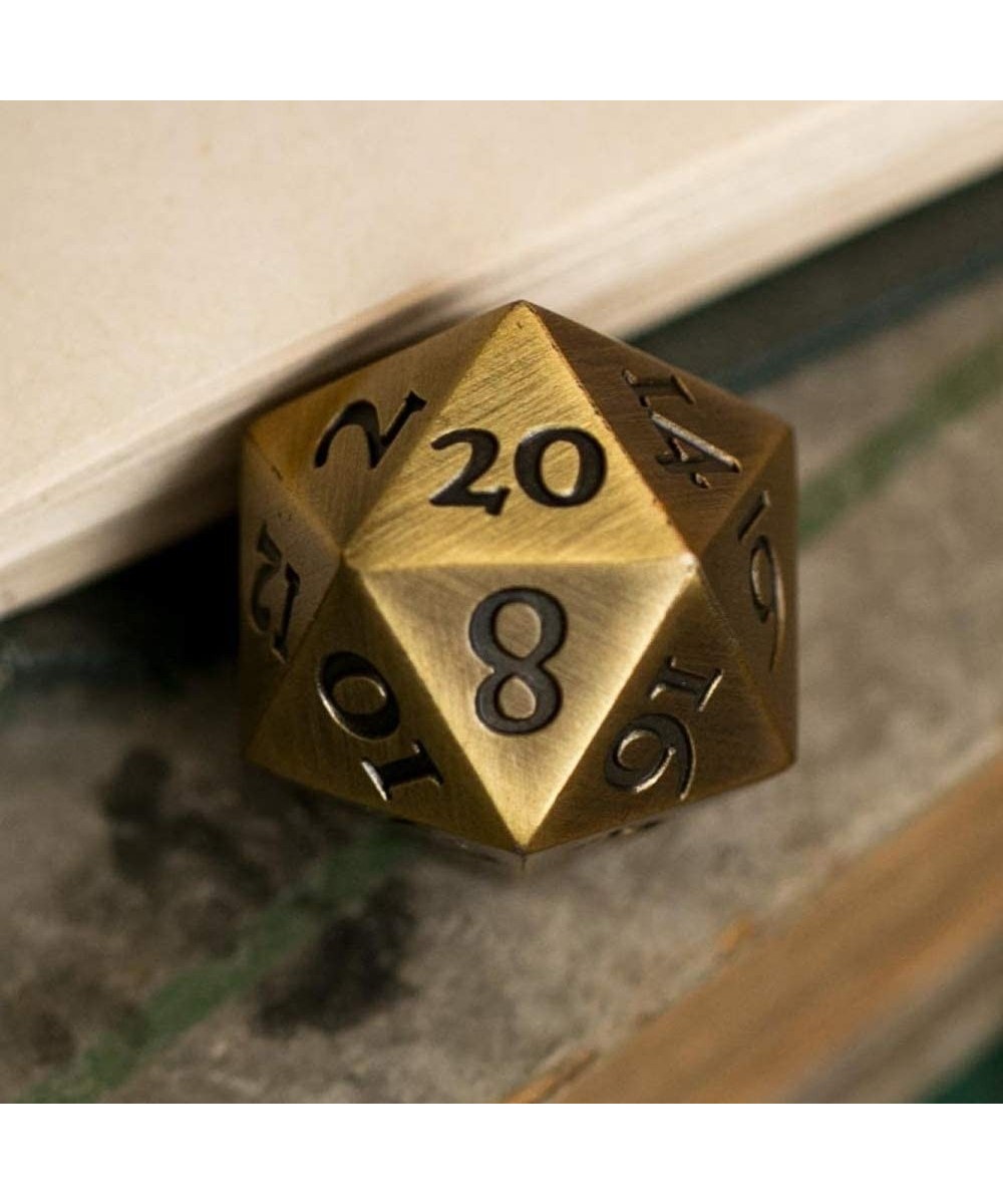 Extra Large Solid Metal Gold D20 Dice 20 face with Black Numbers Extra Heavy DND Dice Pathfinder Call of Cthulu Standard Dice...