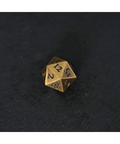 Extra Large Solid Metal Gold D20 Dice 20 face with Black Numbers Extra Heavy DND Dice Pathfinder Call of Cthulu Standard Dice...