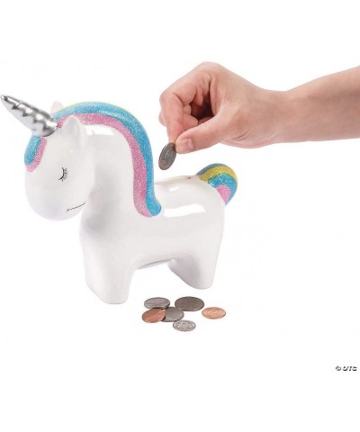 Ceramic Unicorn Piggy Bank - 7.5 Inches Tall - Gifts for Kids $22.75 Kids' Money Banks