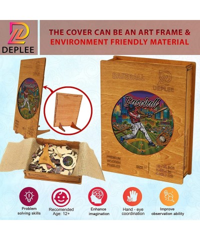 Wooden Puzzles for Adults Base Ball Wooden Jigsaw Puzzles Unique Shape Wooden Animal Puzzle Creative Challenge for Adults Fam...