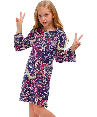 Girl's 70s Retro Hippie Bell Sleeve Midi Dress with Headband 4-12 Years $31.04 Kids' Costumes