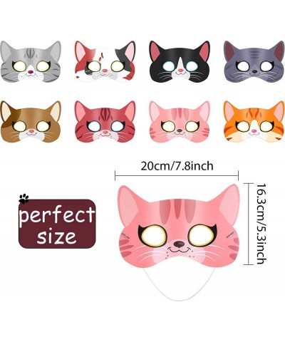 16 Pieces Kitty Cat Theme Birthday Party Supplies Halloween Cat Masks Kitten Masks for Cat Theme Party Kitty Party Costumes P...