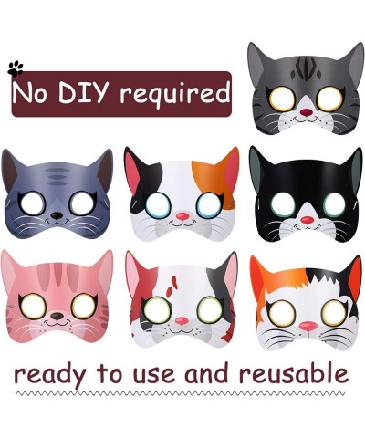 16 Pieces Kitty Cat Theme Birthday Party Supplies Halloween Cat Masks Kitten Masks for Cat Theme Party Kitty Party Costumes P...