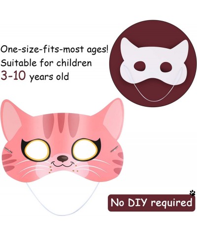 16 Pieces Kitty Cat Theme Birthday Party Supplies Halloween Cat Masks Kitten Masks for Cat Theme Party Kitty Party Costumes P...