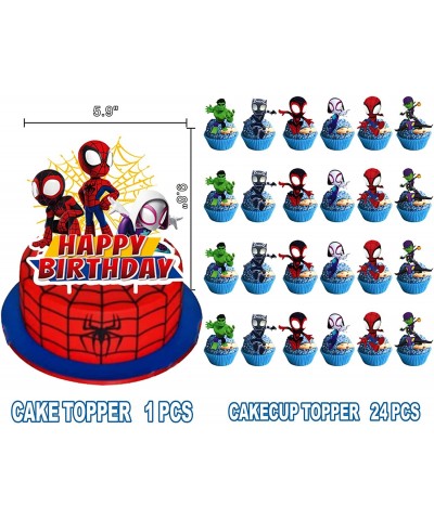 Spider Birthday Party Supplies Cartoon Spider Party Decorations Set Include Banner 7+9inch Plates Table cover Cake topper Cup...