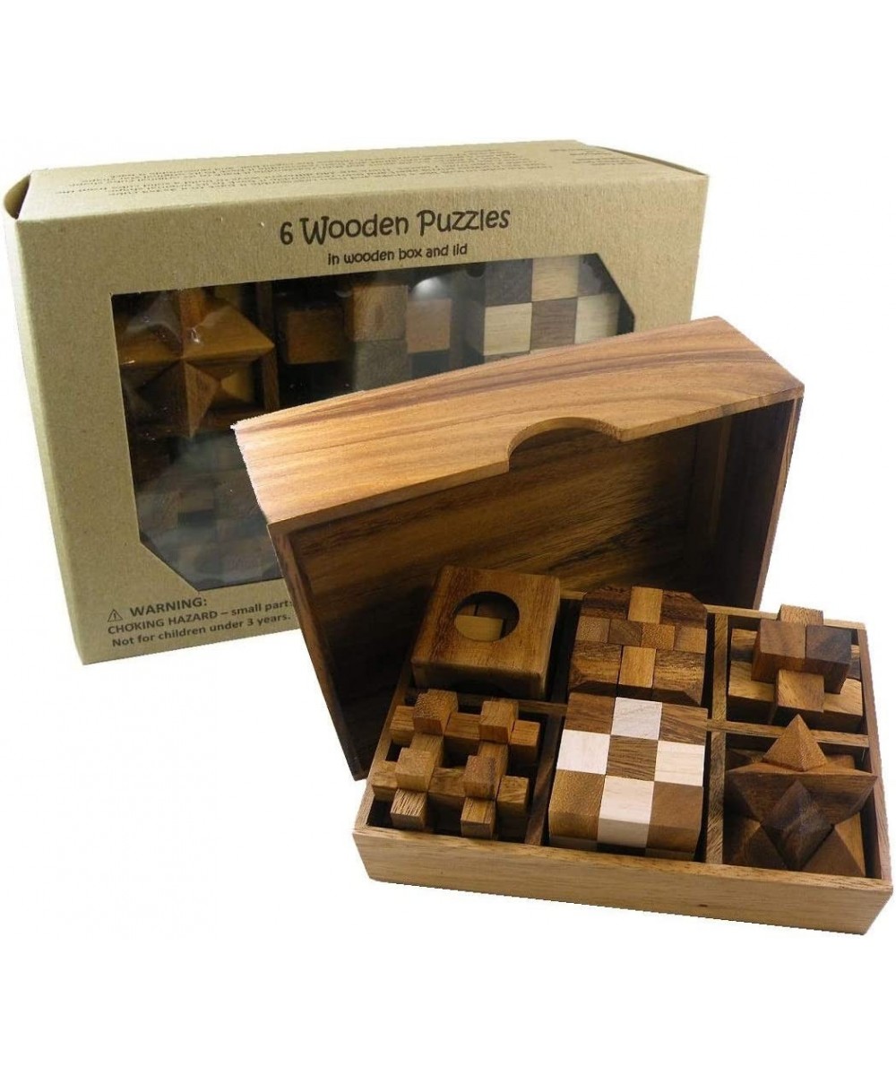 6 Wooden Puzzle Gift Set in A Wood Box - 3D Unique IQ Puzzles $52.04 Brain Teaser Puzzles