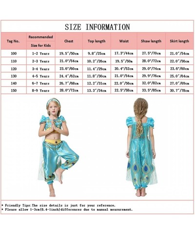 Girls Halloween Aladdin Jasmine Costume Arabian Princess Dress up Cosplay Party Outfits Kids Belly Dancewear $24.24 Kids' Cos...