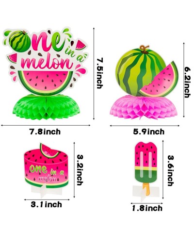 12Pcs Watermelon Honeycomb Centerpieces Table Toppers for Baby Girls One in a Melon Party Decor Summer Fruit Pink Watermelon ...