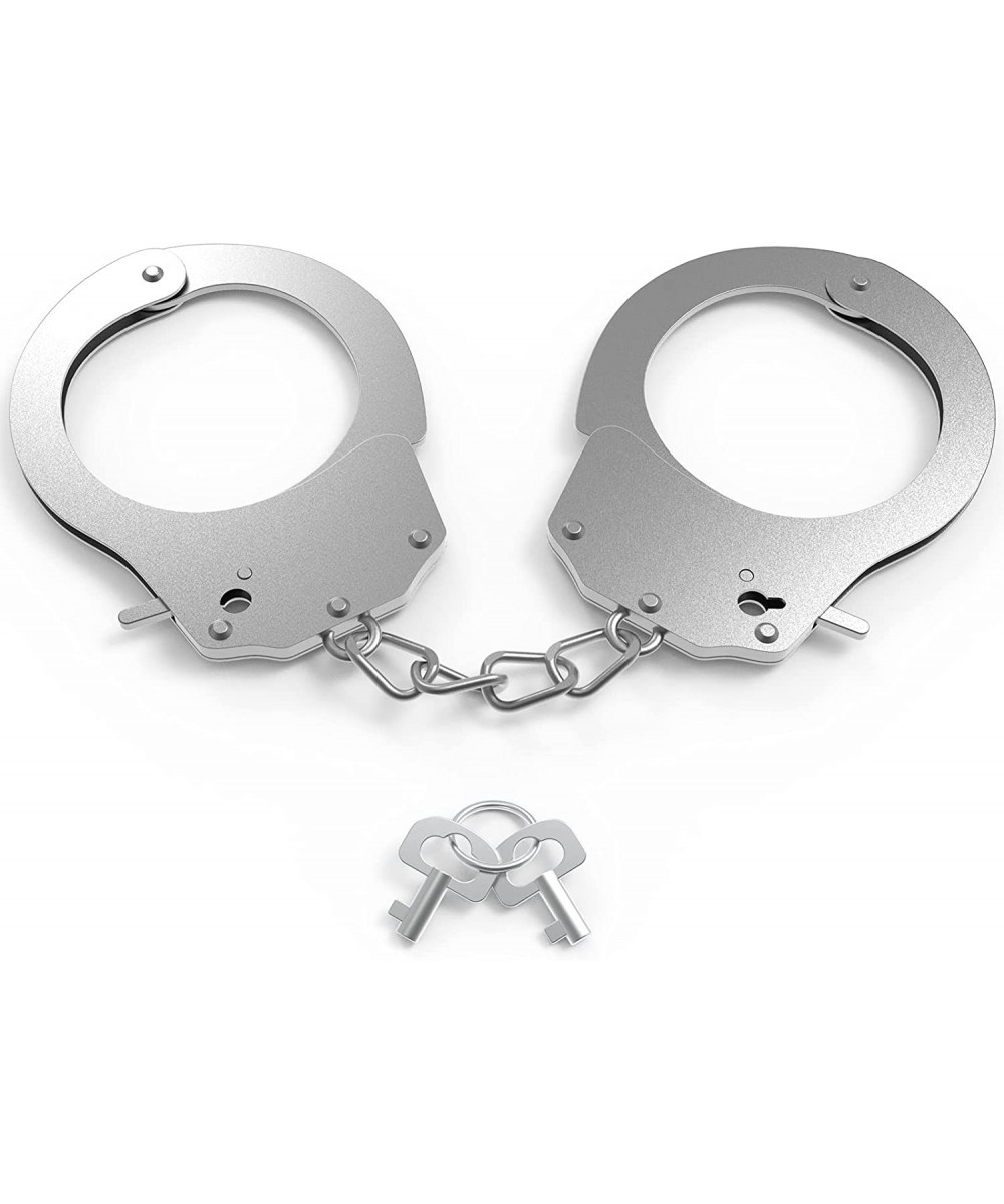 Metal Handcuffs with 2 Keys Kids Play Toy Metal Handcuffs Party Supplies Costume Accessories with Stainless Steel Double Lock...