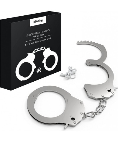 Metal Handcuffs with 2 Keys Kids Play Toy Metal Handcuffs Party Supplies Costume Accessories with Stainless Steel Double Lock...