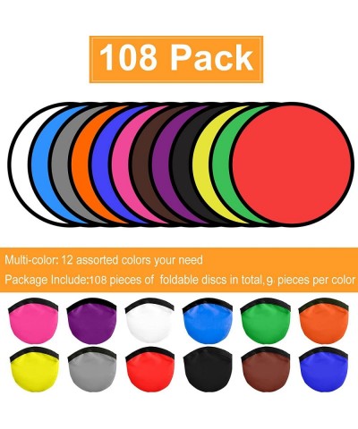 108 Pieces Foldable Flying Disc Fans with Bag Folding Pocket Toy Set for Kids Fun Birthday Party Favors Summer Outdoor Activi...