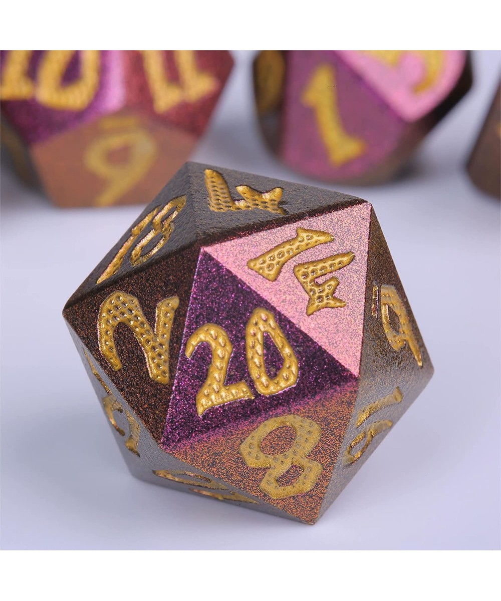 Metal Dice Set with Gift Box-7 Pcs DND Dice Set Purple Surface and Golden Number for Dungeons and Dragons RPG Games $31.25 Ga...