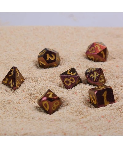 Metal Dice Set with Gift Box-7 Pcs DND Dice Set Purple Surface and Golden Number for Dungeons and Dragons RPG Games $31.25 Ga...