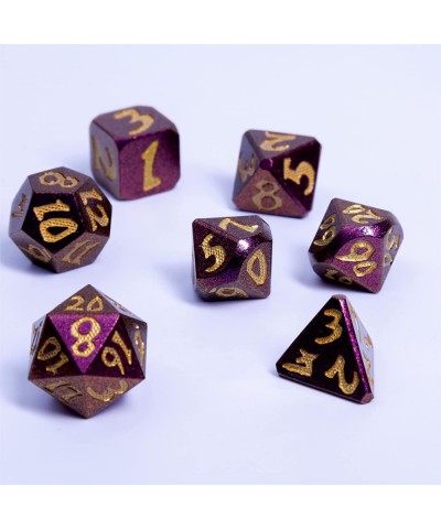 Metal Dice Set with Gift Box-7 Pcs DND Dice Set Purple Surface and Golden Number for Dungeons and Dragons RPG Games $31.25 Ga...