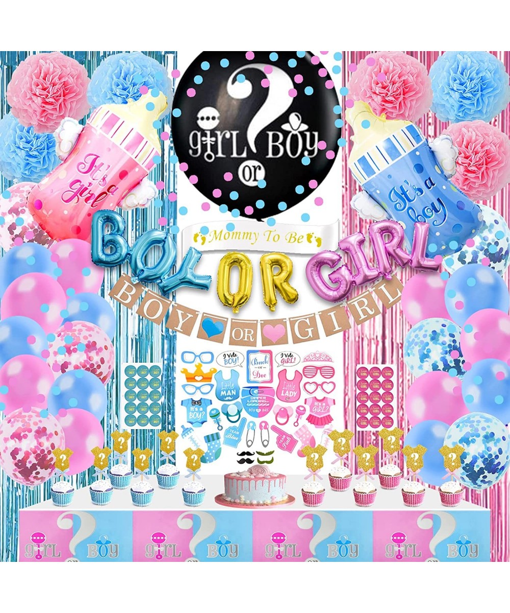 124 Pcs Gender Reveal Decorations Kit Gender Reveal Party Supplies with 36'' Gender Reveal Balloon Boy OR Girl Foil Balloon P...