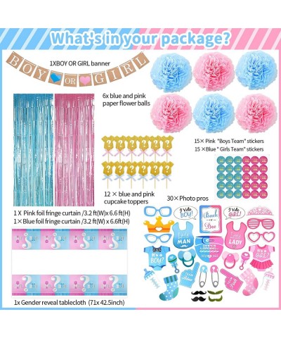 124 Pcs Gender Reveal Decorations Kit Gender Reveal Party Supplies with 36'' Gender Reveal Balloon Boy OR Girl Foil Balloon P...