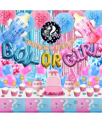 124 Pcs Gender Reveal Decorations Kit Gender Reveal Party Supplies with 36'' Gender Reveal Balloon Boy OR Girl Foil Balloon P...