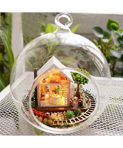 DIY Dollhouse Miniature Kit Mini Glass Ball Doll House Accessories Furniture Led Lights Micro Landscape Model Puzzle Hand Cra...