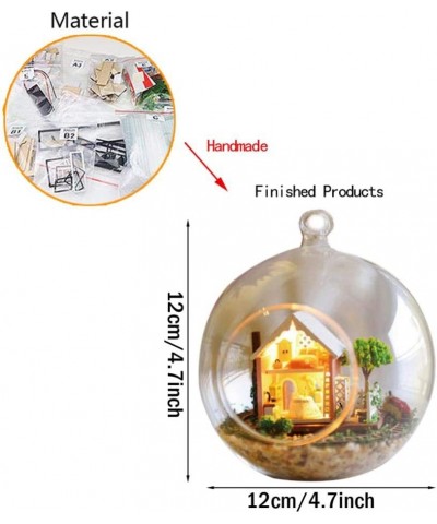 DIY Dollhouse Miniature Kit Mini Glass Ball Doll House Accessories Furniture Led Lights Micro Landscape Model Puzzle Hand Cra...