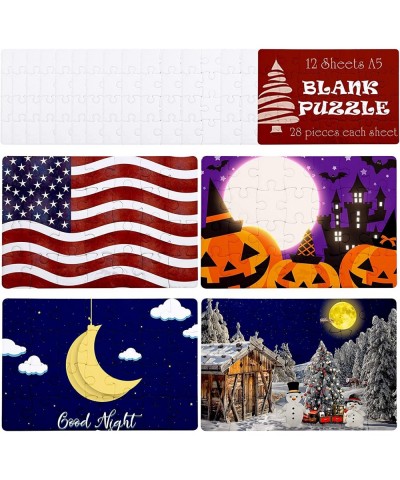 12 Sheets Blank Puzzle White DIY Custom Jigsaw Puzzle Sublimation Blank Puzzle (5.1 x 7.5 Inches 28 Pieces) $26.23 Jigsaw Puz...