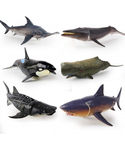 Jumbo Shark Toys 6 Pack 10" Realistic Shark Whale Figures with Moveable Jaw Bath Toys Set for Boys Girls Kids Birthday Party ...