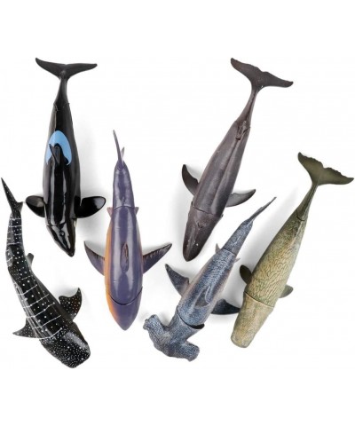 Jumbo Shark Toys 6 Pack 10" Realistic Shark Whale Figures with Moveable Jaw Bath Toys Set for Boys Girls Kids Birthday Party ...