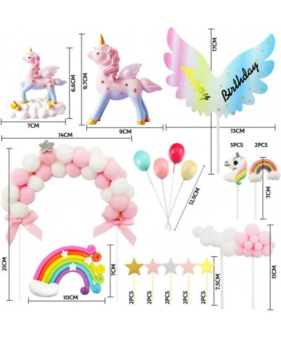 Unicorn Cake Topper Magic Unicorns Sculpture Pink Hairball Arch Rainbow Wings Birthday Banner Cloud Balloon Stars Little Unic...