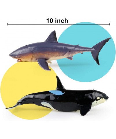 Jumbo Shark Toys 6 Pack 10" Realistic Shark Whale Figures with Moveable Jaw Bath Toys Set for Boys Girls Kids Birthday Party ...