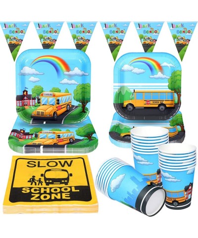 School Bus Party Plates Cups and Napkins 16 Guests Back to School Party Table Supplies Kindergarten Decorations $27.64 Kids' ...