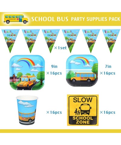 School Bus Party Plates Cups and Napkins 16 Guests Back to School Party Table Supplies Kindergarten Decorations $27.64 Kids' ...