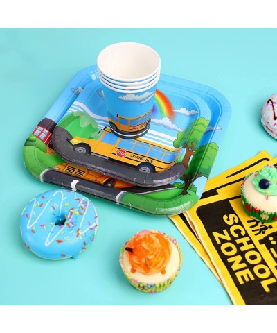 School Bus Party Plates Cups and Napkins 16 Guests Back to School Party Table Supplies Kindergarten Decorations $27.64 Kids' ...