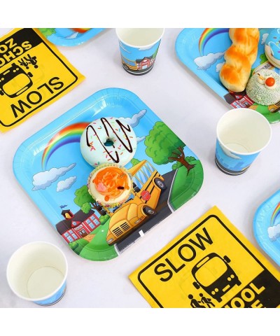 School Bus Party Plates Cups and Napkins 16 Guests Back to School Party Table Supplies Kindergarten Decorations $27.64 Kids' ...