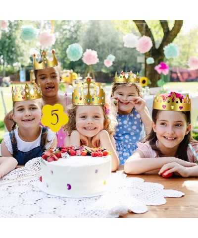 80 Pcs Gold Paper Crowns Kids DIY Birthday Crown Party Favors King Hats Golden Princess Crown with 56 Sheets Gem Jewels Alpha...