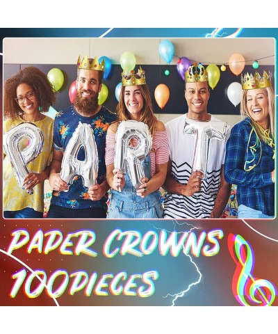 80 Pcs Gold Paper Crowns Kids DIY Birthday Crown Party Favors King Hats Golden Princess Crown with 56 Sheets Gem Jewels Alpha...