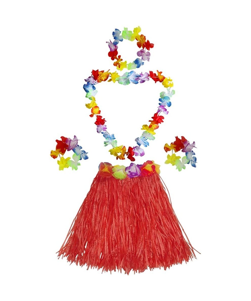 Girl's Elastic Hawaiian Hula Dancer Grass Skirt with Flower Costume $17.62 Kids' Costumes