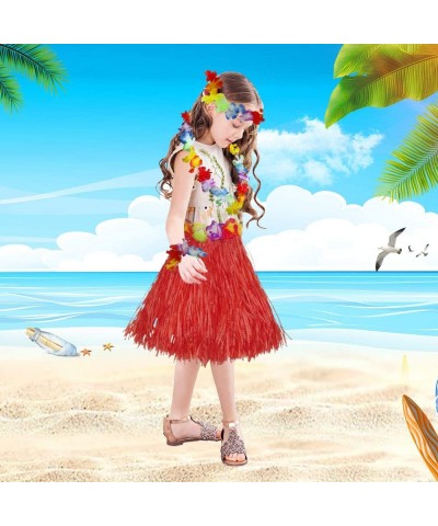 Girl's Elastic Hawaiian Hula Dancer Grass Skirt with Flower Costume $17.62 Kids' Costumes